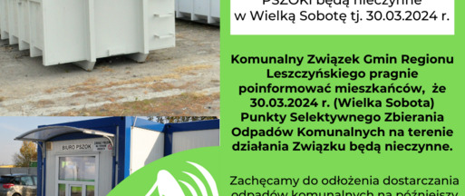 Wielka Sobota - PSZOKi nieczynne